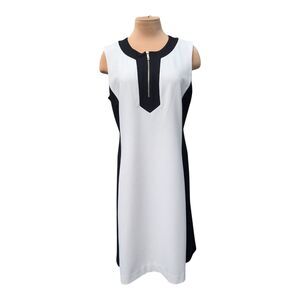 Tommy Hilfiger Scuba ColorBlock Zip Front Black White Dress Women's 12 Career